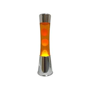 FISURA - Lámpara de lava naranja. Base de cromo plateado, l…