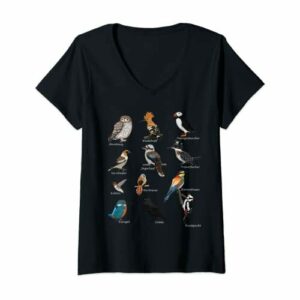 Mujer Pajarera para jardín con dibujo de pájaros Camiseta C…