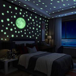 Luminoso Pegatinas de Pared Yosemy Luna y Estrellas, Fluore…