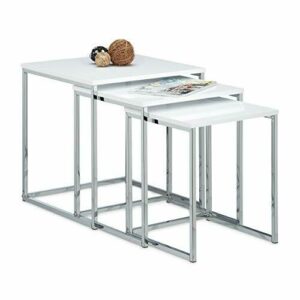 Relaxdays – Conjunto de 3 mesas auxiliares, madera y metal,…