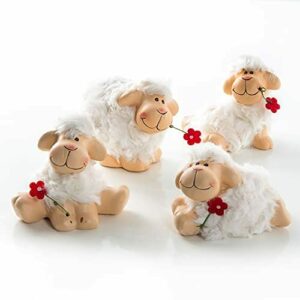 Logbuch-Verlag 4 ovejas blancas y marrones con flor, 9 cm,…
