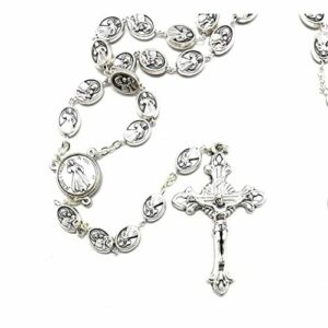 DELL'ARTE Artículos religiosos, rosario de metal plateado D…