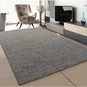 Alfombra de pelo largo para salón mate suave moderna antracita monocolor the carpet Willow 60 x 110 cm dormitorio 
