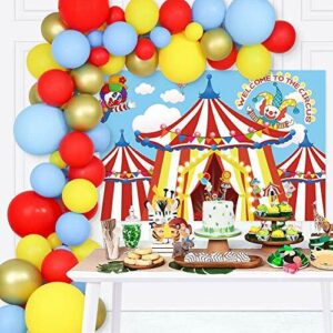 uego de 125 decoraciones de fiesta de circo, telón de fondo…