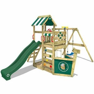 WICKEY Parque infantil de madera SeaFlyer con columpio y to…