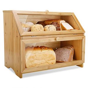 Leader Accessories Caja de pan, caja de pan de doble capa p…