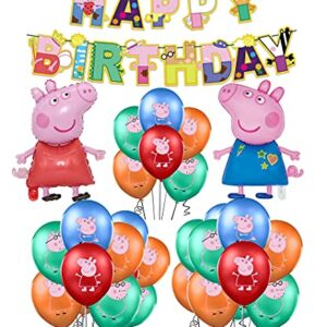 Pancarta Happy Birthday para Fiesta de Cumpleaños 2 años Infantiles Globos Número 2 Feliz Cumpleaños 2 años Decoracion Globos Rosa Pig Cumpleaños Siphus Decoracion Cumpleaños 2 años Niña 