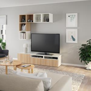 IKEA - Mueble TV y armario Blanco/efecto roble tinte blanco