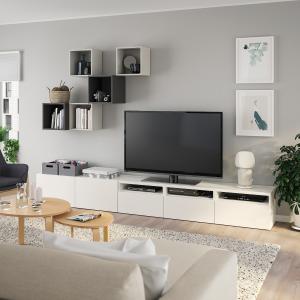 IKEA - Mueble TV y armario Blanco/gris claro/oscuro