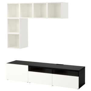 IKEA - Mueble TV y armario Blanco/negro-marrón/alto brillo/…