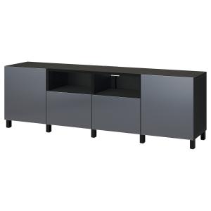 IKEA - Mueble TV con puertas y cajones Negro-marrón/Riksvik…