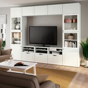 IKEA - Mueble TV puertas vidrio Blanco Smeviken/Ostvik vidr…
