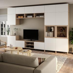 IKEA - Mueble TV puertas vidrio chapa roble tinte blanco La…