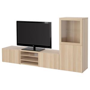 IKEA - Mueble TV puertas vidrio Efecto roble tinte blanco/L…