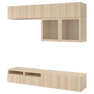 IKEA - Mueble TV puertas vidrio Efecto roble tinte blanco/L…