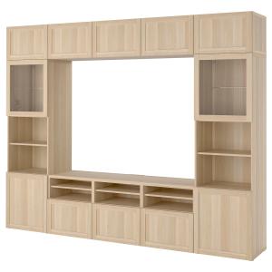 IKEA - Mueble TV puertas vidrio Efecto roble tinte blanco S…
