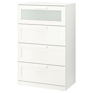 IKEA - Cómoda de 4 cajones Blanco/vidrio esmerilado