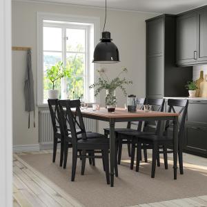 IKEA - Mesa y 6 sillas chapa pino negro/negro-marrón