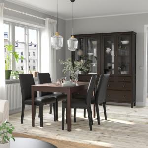 IKEA - BERGMUND Mesa y 4 sillas marrón oscuro/Glose negro