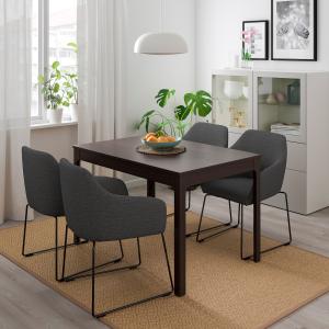 IKEA - TOSSBERG Mesa y 4 sillas metal gris/marrón oscuro