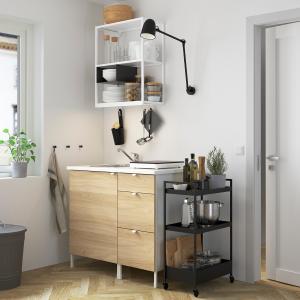 IKEA - Cocina blanco/efecto roble 103x63.5x222 cm