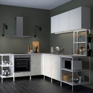 IKEA - Cocina de esquina blanco/efecto cemento blanco