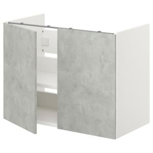 IKEA - Mueble lavabo con baldapuertas blanco/efecto cemento…