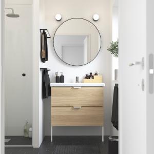 IKEA - Armario lavabo 2 cajones efecto roble/blanco Pilkån…