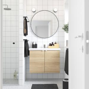 IKEA - Armario lavabo 2prtas efecto roble/blanco Pilkån gri…