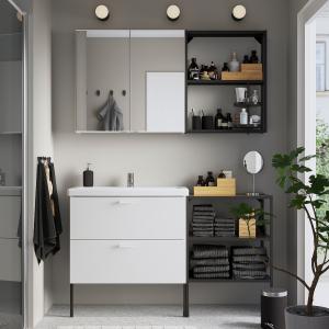IKEA - Muebles baño j15 blanco/antracita Pilkån grifo 142x4…