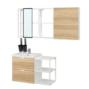 IKEA - Muebles baño j18 efecto roble/blanco Ensen grifo