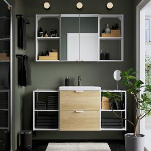 IKEA - Muebles baño j18 efecto roble/blanco grifo Brogrund