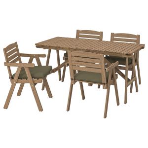 IKEA - Mesa con 4 sillas reposabrazos ext Falholmen tinte m…