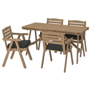 IKEA - Mesa con 4 sillas reposabrazos ext Falholmen tinte m…