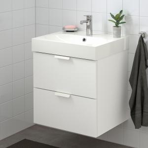 IKEA - BRÅVIKEN Armario lavabo 2 cajones Blanco/grifo Brogr…
