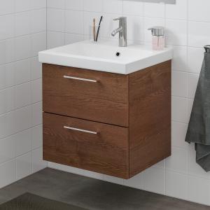 IKEA - Armario lavabo 2 cajones Efecto fresno tinte marrón/…