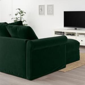 IKEA - Sofá 4 plazas con chaiselongues/Djuparp verde oscuro