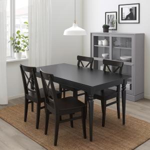 IKEA - Mesa y 4 sillas negro/negro-marrón