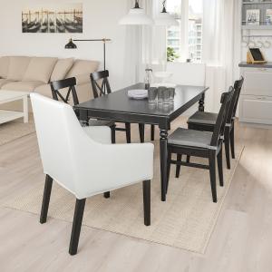IKEA - Mesa y 6 sillas negro/Inseros blanco