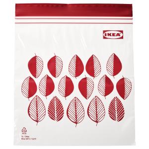 IKEA - Bolsa reutilizable zip cierre con motivos/rojo