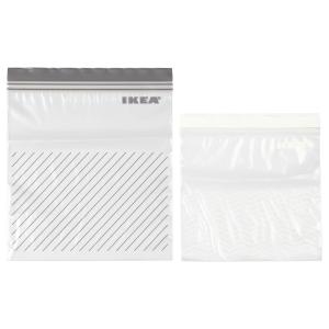 IKEA - Bolsa reutilizable zip cierre gris/blanco