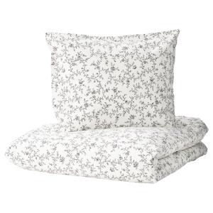 IKEA - Funda nórdica 2 fundas almohada blanco/gris oscuro 2…
