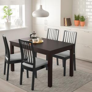 IKEA - EKEDALEN Mesa y 4 sillas marrón/negro gris claro