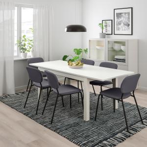 IKEA - KARLJAN Mesa y 4 sillas blanco/gris oscuro gris oscu…