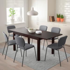 IKEA - KARLJAN Mesa y 4 sillas marrón/gris oscuro gris oscu…