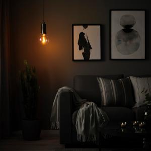 IKEA - MOLNART Lámpara techo   bombilla Mármol negro/elipse…
