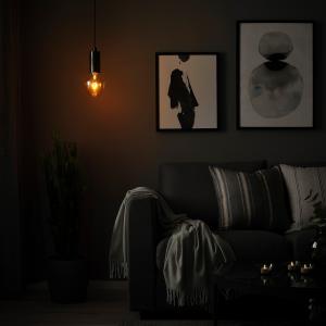 IKEA - MOLNART Lámpara techo   bombilla Mármol negro/Forma…