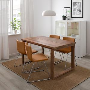 IKEA - Mesa y 4 sillas chapa roble/Mjuk marrón dorado