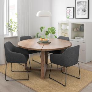 IKEA - TOSSBERG Mesa y 4 sillas chapa roble tinte marrón/me…