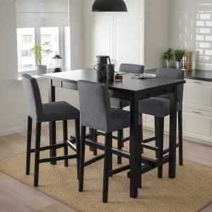 IKEA - BERGMUND Barra y 4 taburetes negro/Gunnared gris
